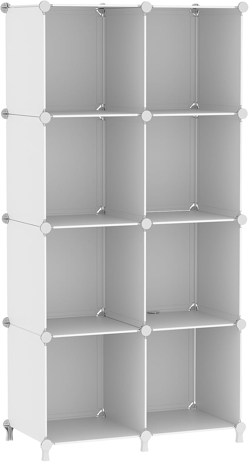 AWTATOS Cube Storage Organizer, 16 Cube Closet Organizer, Stackable Storage Cube Shelves, DIY Portable Closet Clothes Organizer Shelving for Bedroom, Closet, Wardrobe, Bathroom, White