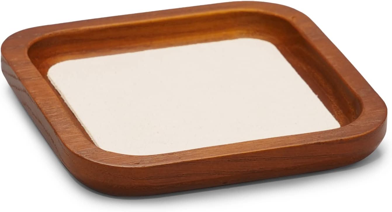 Oirlv Solid Wood Jewelry Display Tray Small Jewelry Tray Rings Earrings Bracelets Necklace Holder Organizer(Rectangle, Grey)