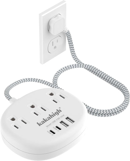 Pink Extension Cord with Surge Protected 1080J - 5 FT Kawaii Power Strip, 1625W Cute Extension Cord with 3 AC Outlet 4 USB (24W/4.8A), Compact for Cute Pink Kawaii Desk Home Essentials