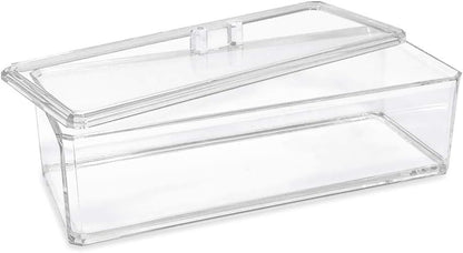 Isaac Jacobs Clear Acrylic Rectangular Stackable Storage Organizer with Lid, Drawer Tray, Multi-Functional Tray, Bathroom, Kitchen, Home, Office, Desk, Drawers