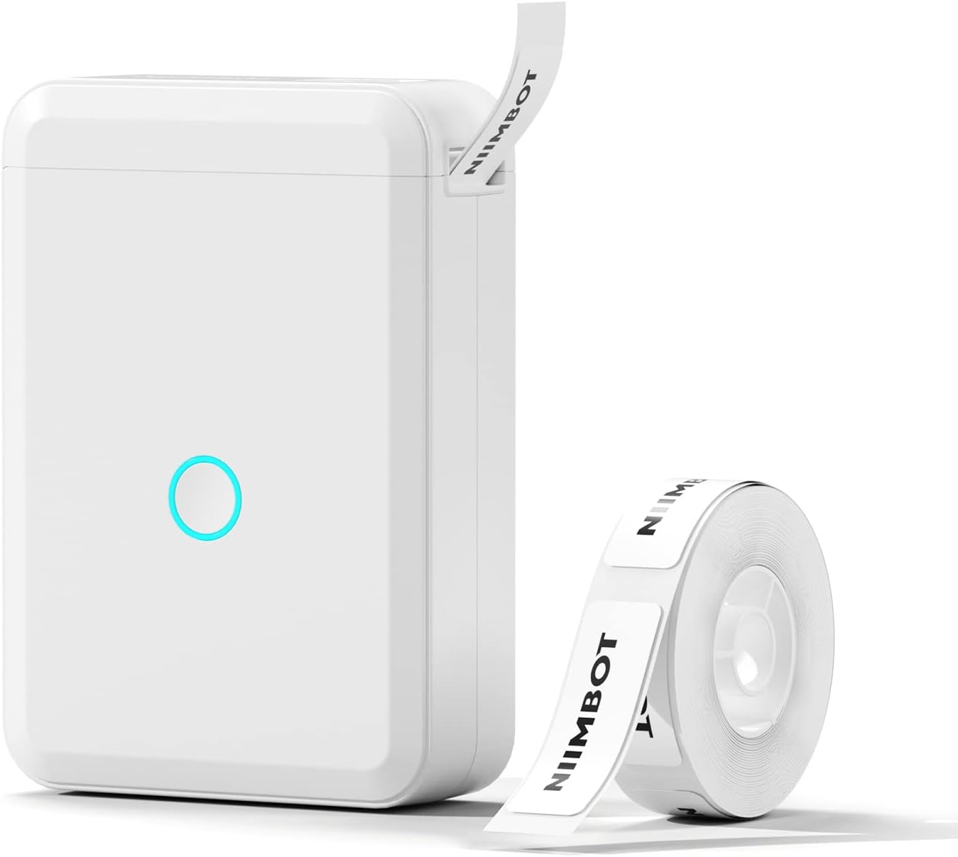 NIIMBOT D110 Label Maker Machine with Label, Small Label Printer Bluetooth Connection Multiple Templates Available for Phone Easy to Use for Office Home Organization Rechargeable White