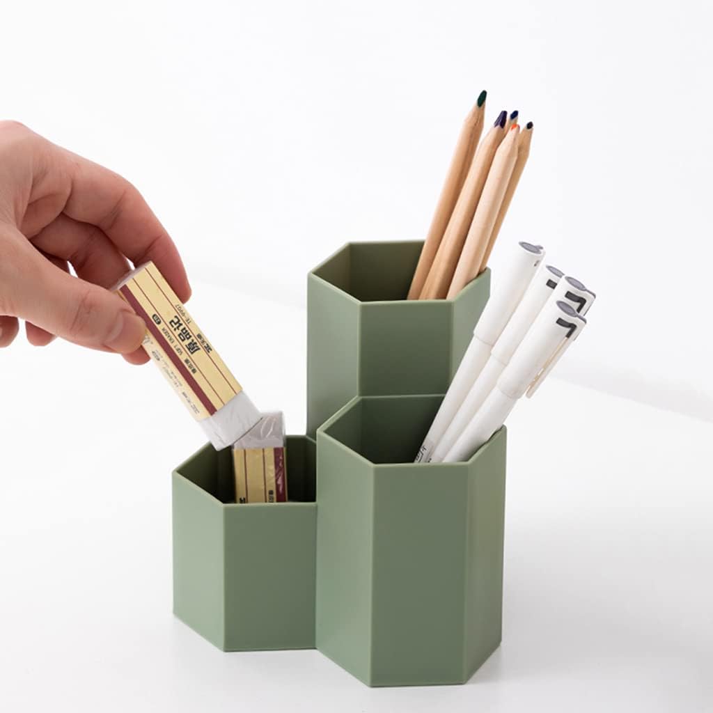 Pencil Organizer Pen Holder for Desk Pens Cup Small Desk Organizer Cute Pen Holder for Office,School and Home (White, 3)