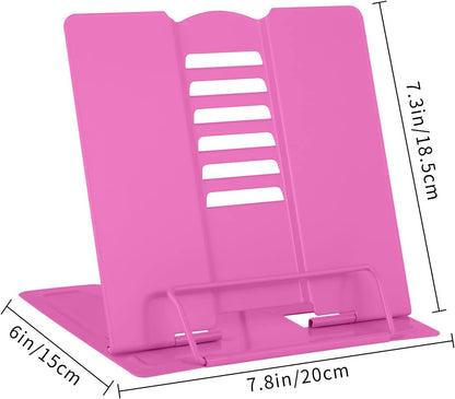 MSDADA Desk Book Stand Metal Reading Rest Book Holder Adjustable Cookbook Documents Holder for Recipes Textbooks Tablet Music Books, Mom Gifts, Gifts for Grandma Mom Mothers Day(Light Purple)