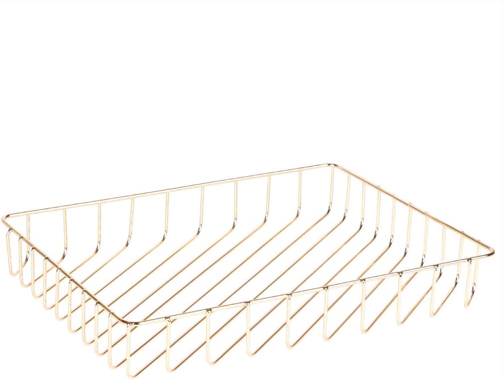Rose Gold File Organizer for Desk Letter Size Desk Paper Organizer Trays Large Capacity Metal File Organizer Paper Tray Wire Basket Bins for Office Desktop,12.5" x 9.4" x 1.9"