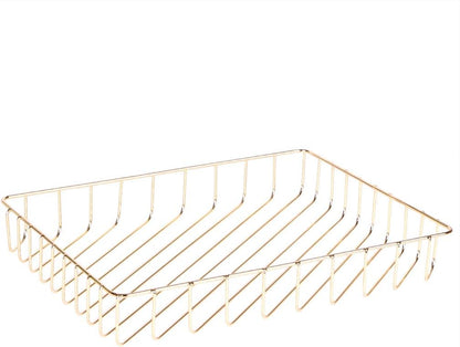 Rose Gold File Organizer for Desk Letter Size Desk Paper Organizer Trays Large Capacity Metal File Organizer Paper Tray Wire Basket Bins for Office Desktop,12.5" x 9.4" x 1.9"