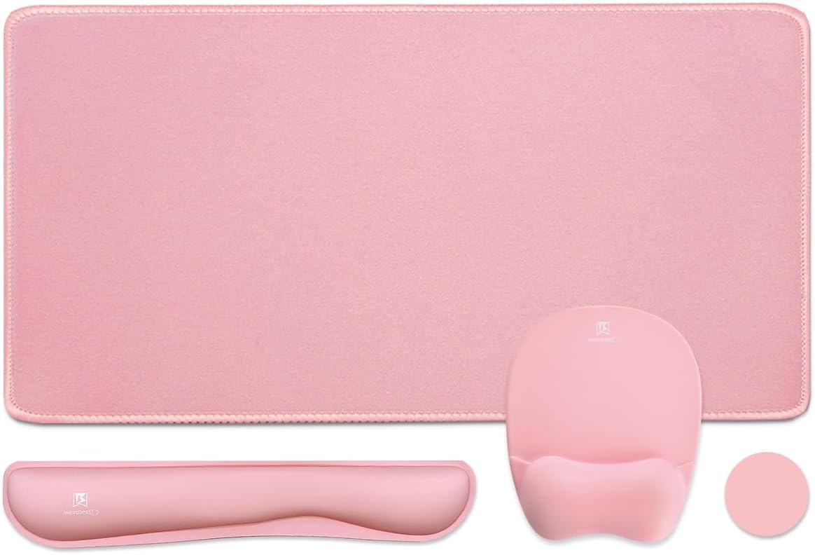 Memory Foam Set Wrist Rest Pad & Mouse Wrist Rest Support,Ergonomic Design for Office,Home,Laptop,Desktop Computer,Gaming Keyboard - Pink