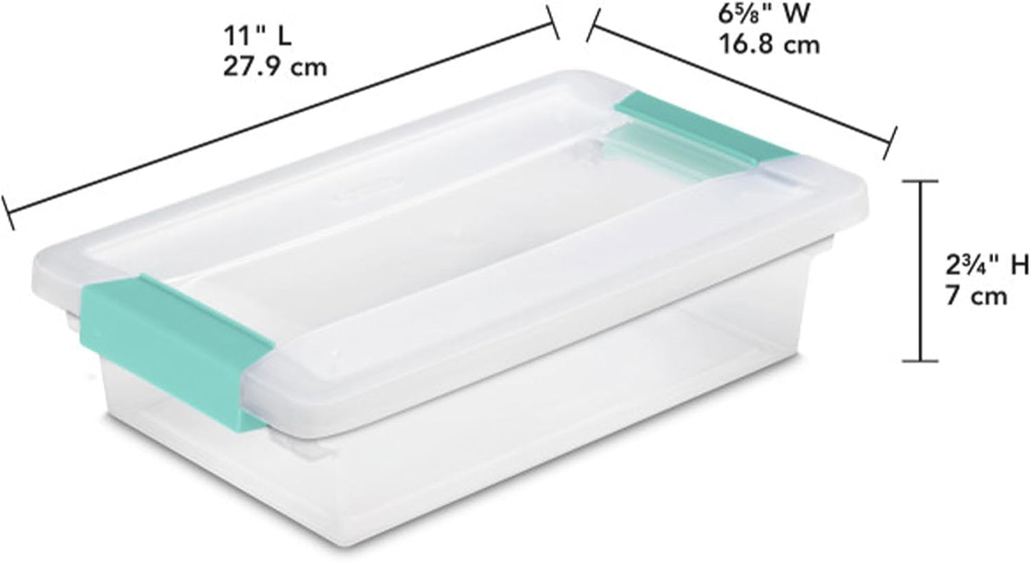 Sterilite 12-Pack Clip Box, Stackable Clear Plastic Bins with Latching Lids, Large - Writing, Arts or Crafts Supplies Storage Containers for Home, Office, Classroom and Workshop Organization