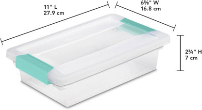 Sterilite 6-Pack Clip Box, Stackable Clear Plastic Bins with Latching Lids, Small - Writing, Arts or Crafts Supplies Storage Containers for Home, Office, Classroom and Workshop Organization