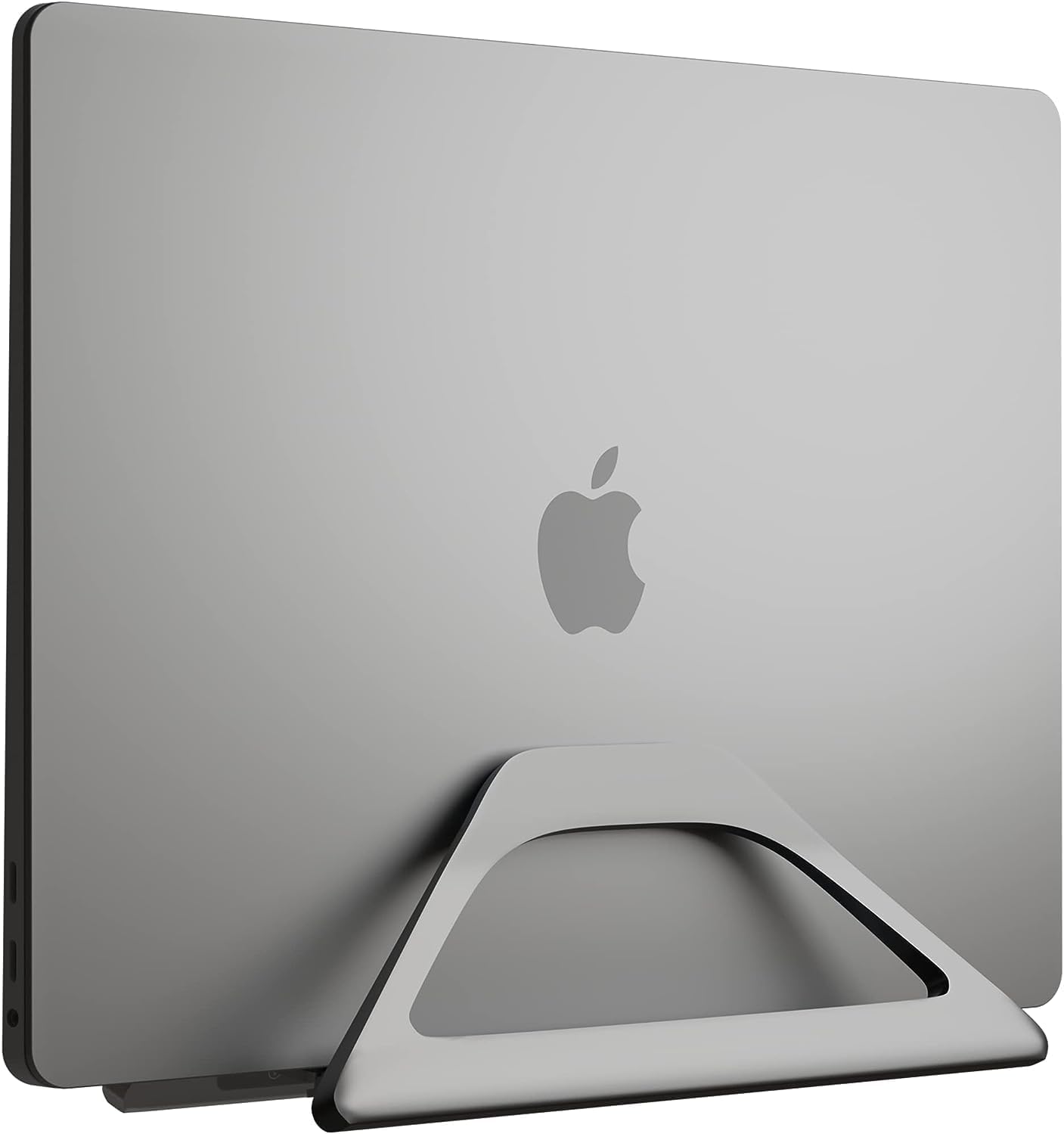 Elestoria Aluminum Vertical Laptop Stand with Gravity Auto-Lock – Adjustable Laptop Holder Vertical fits MacBook Pro/Air, Chromebook & Gaming Laptops up to 17.3" – Space-Saving Desktop Dock - Silver