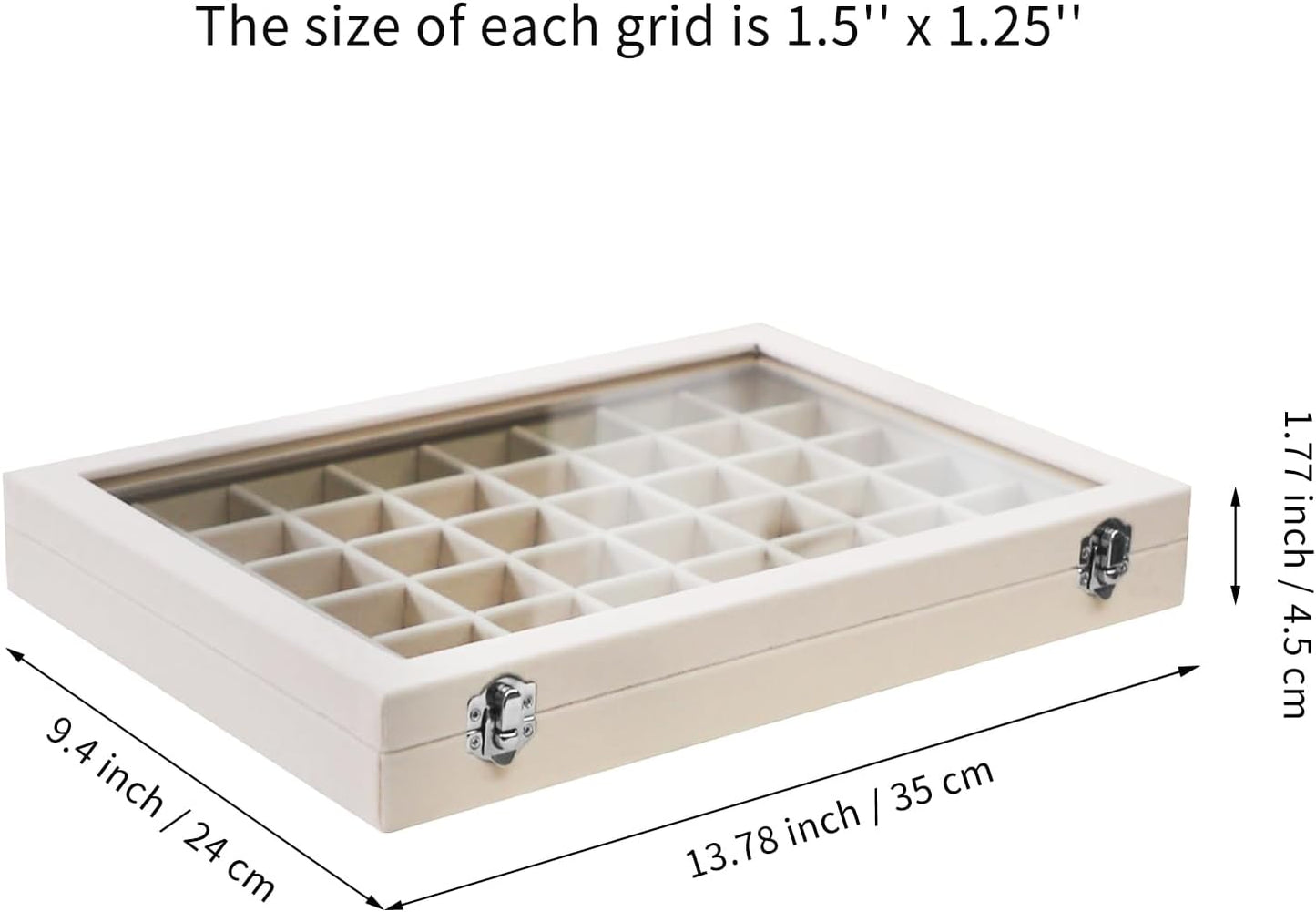 Stratalife Jewelry Organizer Bracelet Organizer Storage Box 12 Grid Stackable Jewelry Tray with Lid Velvet Jewelry Box for Drawer Necklace Bracelet Display Storage Organizer Box (Beige)