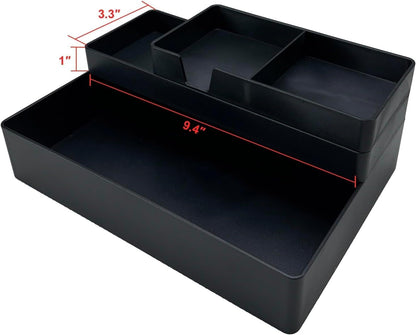 Amazon Basics Rectangular Plastic Desk Organizer, Half Accessory Tray for Office Supplies and Workspace Organization, 9.4" x 3.3" x 1", Black