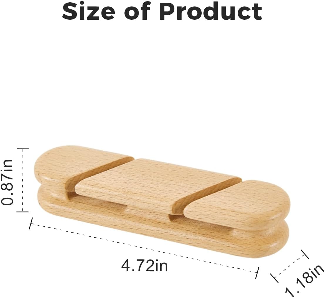 Solid Walnut Cable Holder & Cord Organizer, Adhesive Cable Clips for Desk, Under Desk, Wall, Bedside & Car, Wood Cable Management for Home Office, Phone Charging & USB Cables