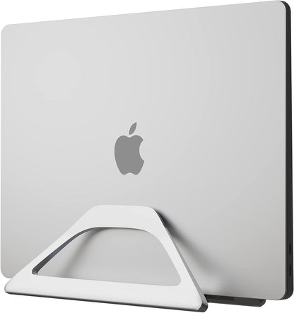Elestoria Aluminum Vertical Laptop Stand with Gravity Auto-Lock – Adjustable Laptop Holder Vertical fits MacBook Pro/Air, Chromebook & Gaming Laptops up to 17.3" – Space-Saving Desktop Dock - Silver