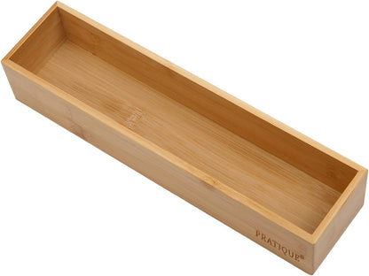 PRATIQUE Bamboo Drawer Organizer - Kitchen Utensil Organizer Silverware Tray Cutlery Holder，Office Desk Supplies and Accessories (8.9x5.9x2.6 inch)