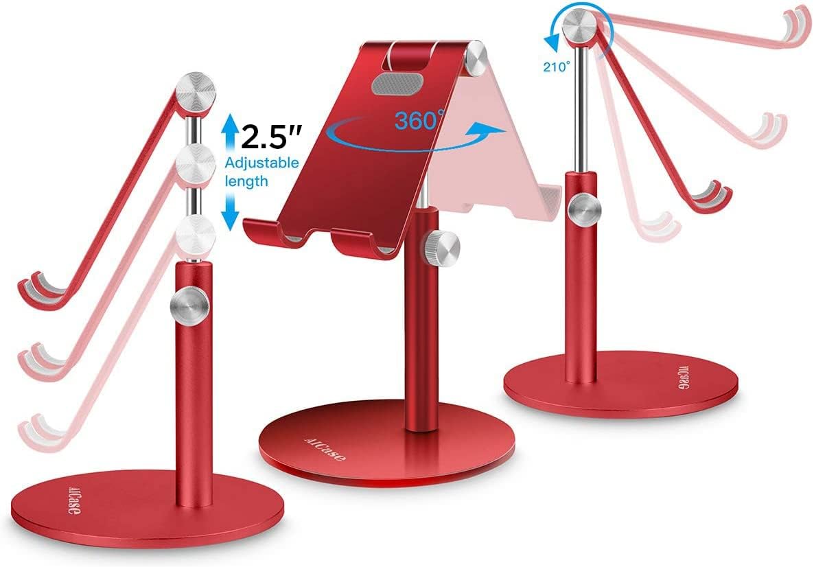 AICase Telescopic Adjustable iPad Holder,Universal Multi Angle Aluminum Stand Compatible with iPhone Smart Cell Phone/Tablet/iPad(4-13 inch), Silver