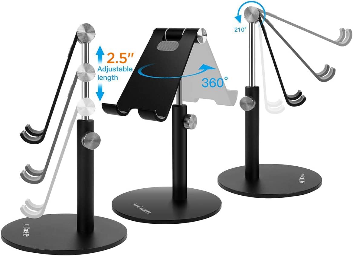AICase Telescopic Adjustable iPad Holder,Universal Multi Angle Aluminum Stand Compatible with iPhone Smart Cell Phone/Tablet/iPad(4-13 inch), Silver