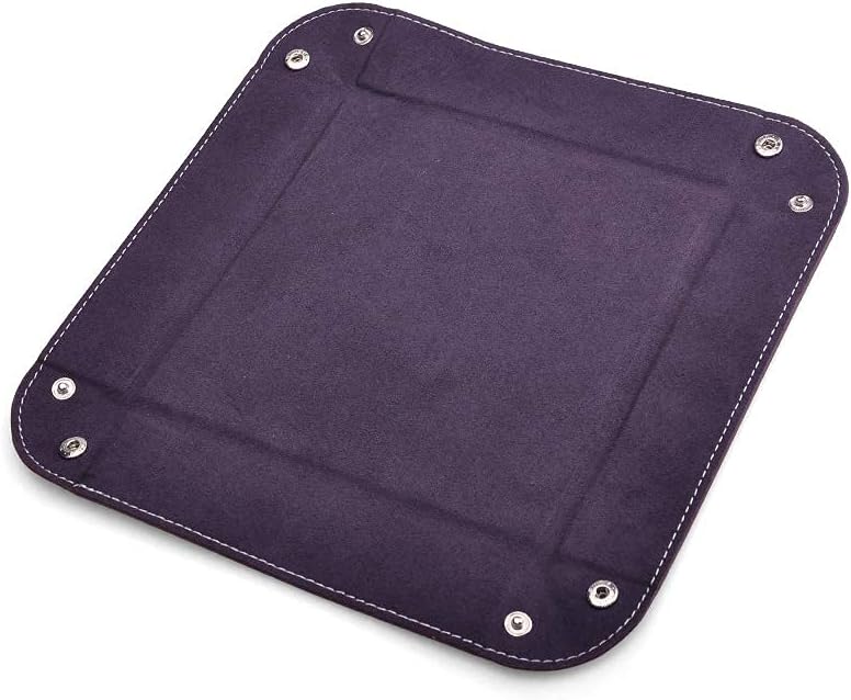 Oirlv Premium Leather Valet Tray for Men Jewelry Organizer, Desktop Storage,Key Wallets Cell Phones Catchall Tray Nightstand or Dresser Organizer Plate (Black)