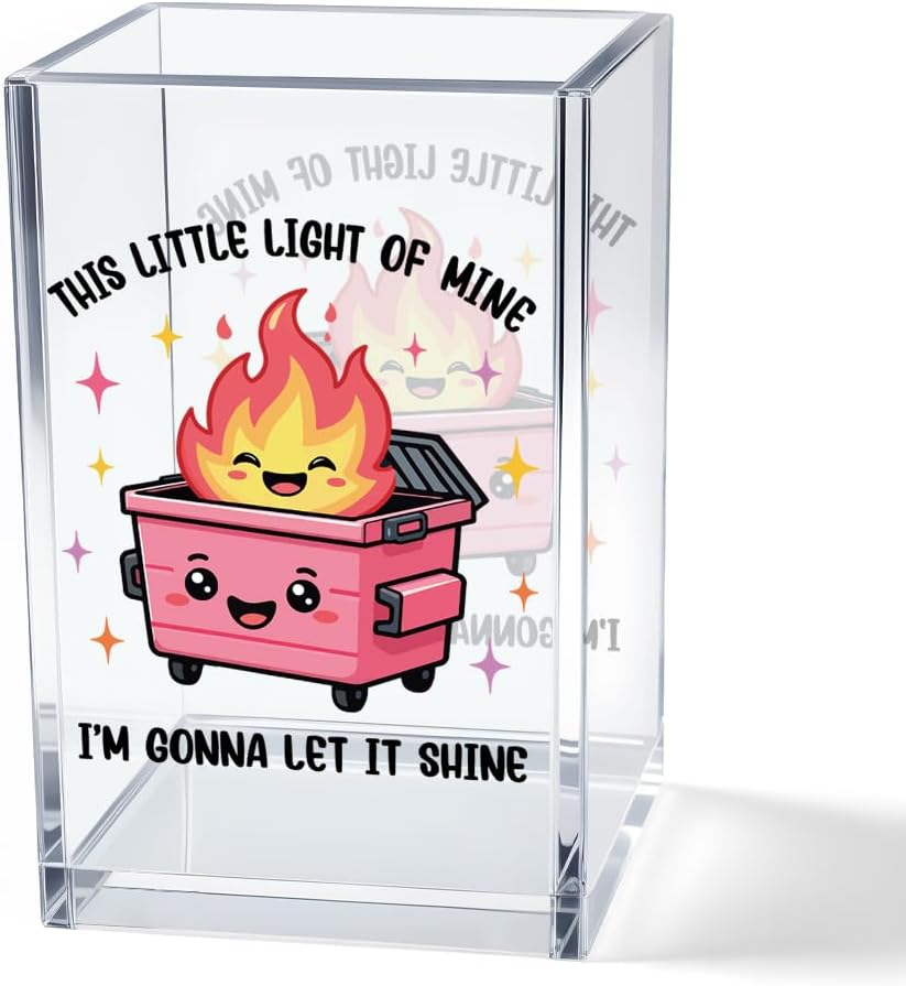 Everything is Figureoutable Acrylic Cosmetic Pencil Pen Holder Cup, Emotional Dumpster Fire Pencil Pen Holder Cup, Therapy Gifts, Mental Health Gifts for Women Colleague Boss Teacher