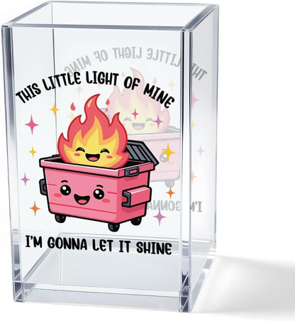 Everything is Figureoutable Acrylic Cosmetic Pencil Pen Holder Cup, Emotional Dumpster Fire Pencil Pen Holder Cup, Therapy Gifts, Mental Health Gifts for Women Colleague Boss Teacher