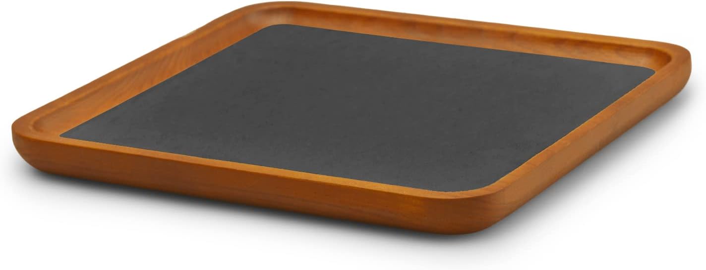 Oirlv Solid Wood Jewelry Display Tray Small Jewelry Tray Rings Earrings Bracelets Necklace Holder Organizer(Rectangle, Grey)