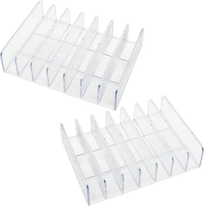 Acrylic Mail Holder 2 Pack, 7 Slots Clear Desk Organizer for Sorting Mail, Clear Bill Money Organizer for Envelope, Card and Makeup, Cash Tray for Cash Stuffing, Use in Home and Office