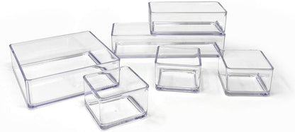 Isaac Jacobs 6-Tray Clear Acrylic Organizer Set, (Six Individual Trays), Multi-Purpose, Stackable Storage Solution for Makeup, Crafts, Desk, School, Office Supplies & More, for Bathroom, Kitchen