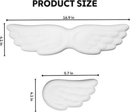 White Angel Wings Ergonomic Memory Foam Wrist Rest Computer Keyboard and Mouse Set Cute Gaming Keyboard Wrist Support pad PU Leather Surface Non-Slip and Waterproof Includes a Cleaning Brush