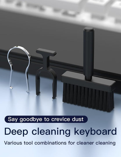 Ergonomic Keyboard Wrist Rest with 22-in-1 Cleaning Kit, Non-Slip Base, Springy Sponge Support for Work and Gaming, Black,Deeply Cleaning for Keyboard,Lens,Charging Port,Earbud,and etc.