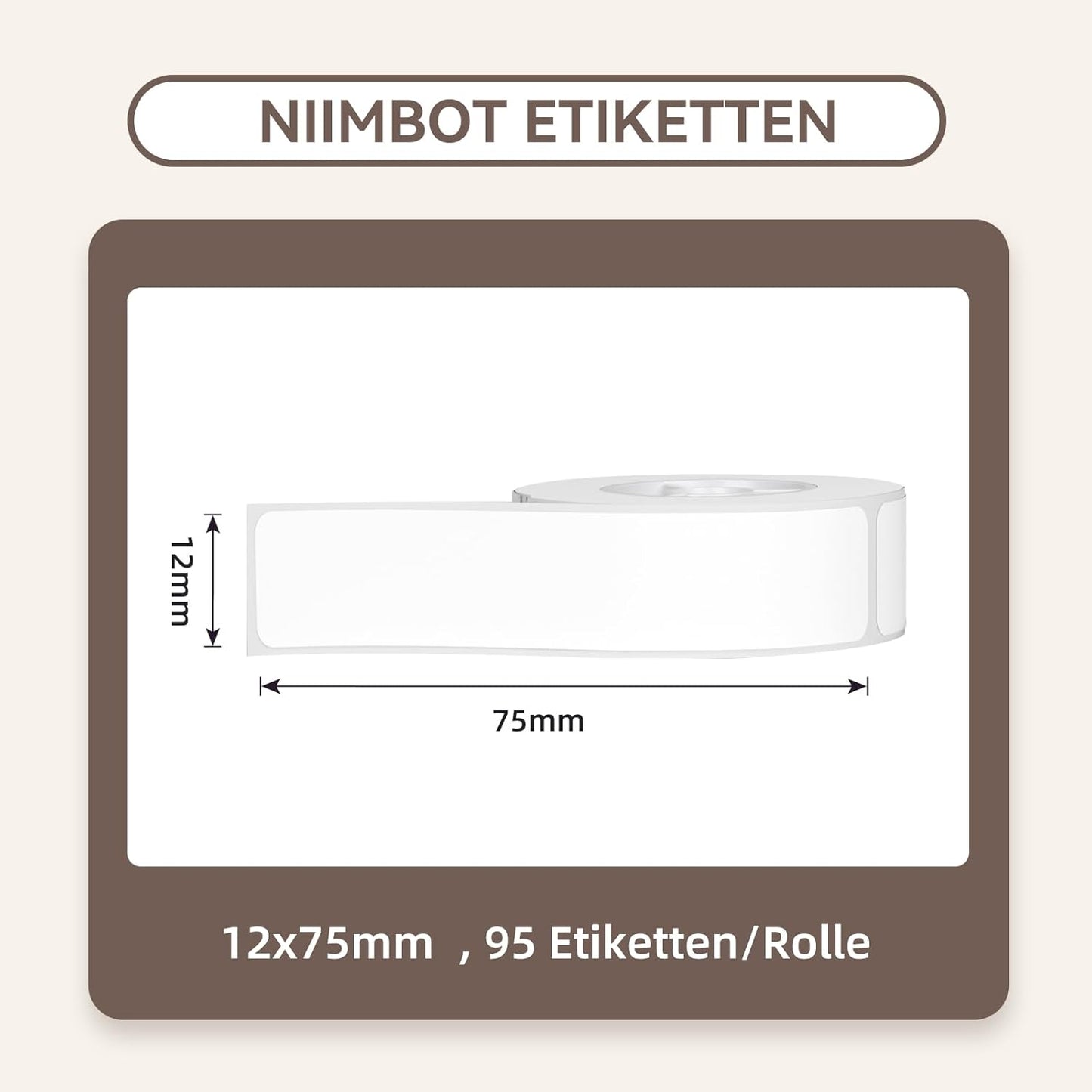 NIIMBOT D11 Label Tape D110 Label Maker Papers 3Rolls Cable Labels, Self-Adhesive Labeling Tape 0.47" X 4.29" (12 X 109mm) Cable Label Refills for Home Office Circuit Box, 195 Labels/3Rolls, White