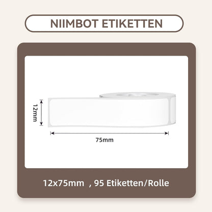NIIMBOT D11 Label Tape D110 Label Maker Papers 3Rolls Cable Labels, Self-Adhesive Labeling Tape 0.47" X 4.29" (12 X 109mm) Cable Label Refills for Home Office Circuit Box, 195 Labels/3Rolls, White