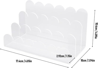 Generic Mail Organizer for Desk, 3 Compartment Acrylic Desktop File Sorter, Multifunctional Document Storage Clear Letter Tray Holder for Home Office Bills Envelopes Papers