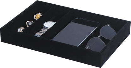 Bedside Organizer - Multi-use Nightstand & Desk-top Catchall Tray for Jewelry, Sunglasses, Phone, Watch, Perfume, Lipstick (Beige 3Grid)