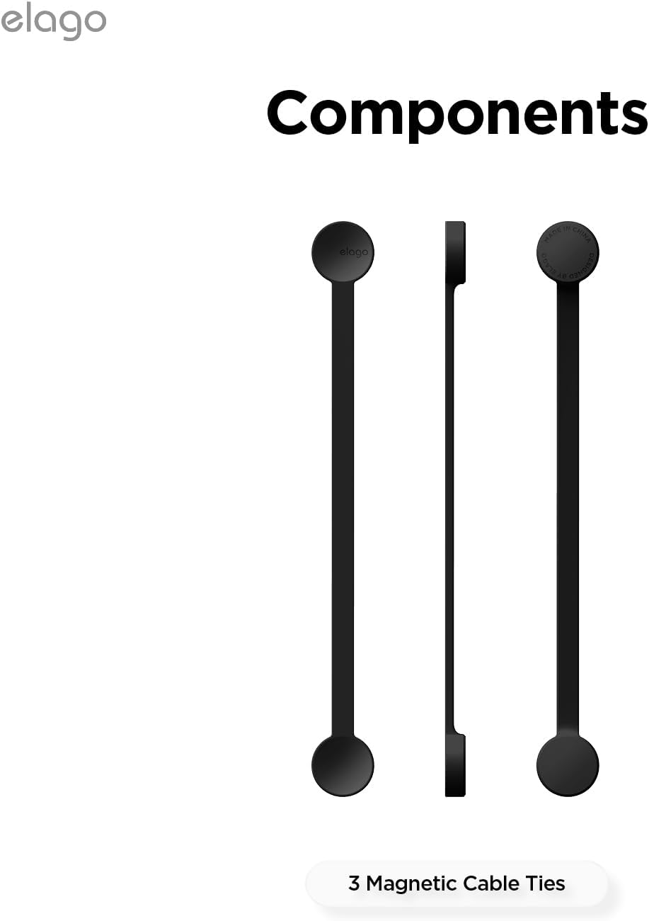 elago 3 Pack Magnetic Cable Ties, Premium Silicone Cord Organizer, Reusable Strong Magnet Cable Organizer, Elegant Desk Management Solution (Brown)