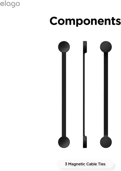 elago 3 Pack Magnetic Cable Ties, Premium Silicone Cord Organizer, Reusable Strong Magnet Cable Organizer, Elegant Desk Management Solution (Brown)