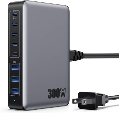 USB C Charger 200W USB C Charger Block,Upgraded GaN III 8-Port Fast Charging Station Hub,PD 65W Laptop Charging Adapter Compatible with MacBook Pro/Air,DELL,Steam Deck,iPhone 16/15/14,Galaxy S23/22
