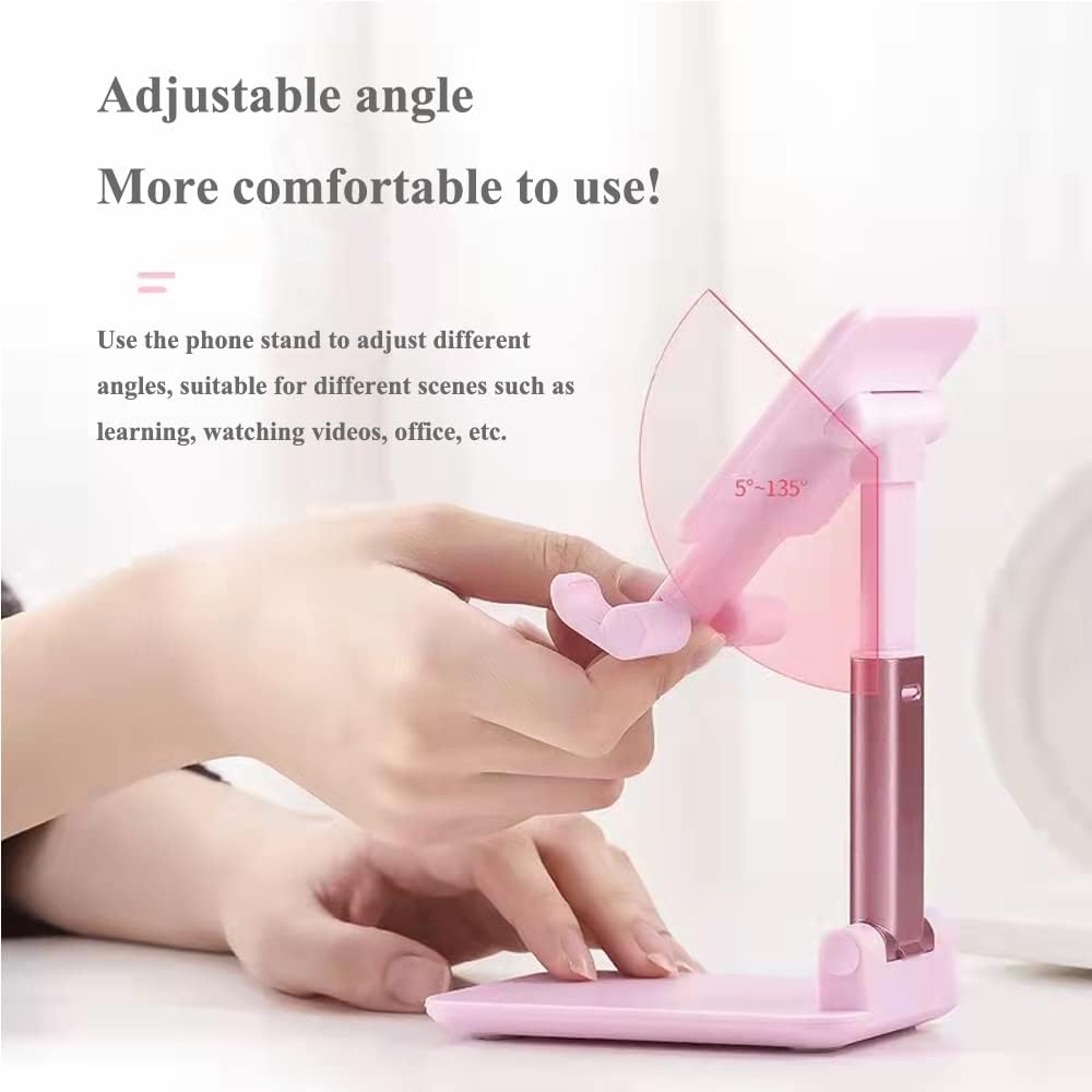 Meetuo 2 Pcs Cell Phone Stand, Adjustable Angle Height Phone Stand for Desk, Fully Foldable/Portable Phone Holder, Compatible for iPhone 16/15/14/13/12/Smartphones