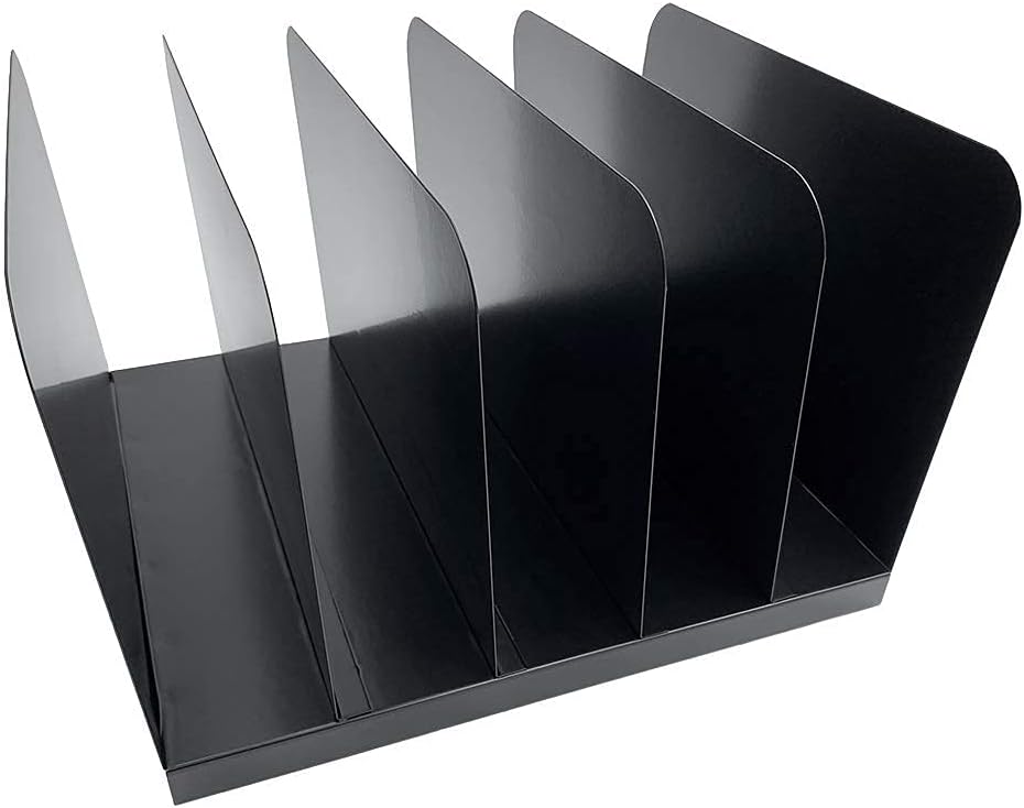Huron Desktop File Binder Organizer Storage Vertical 8 Slot, Black Commercial Grade Steel