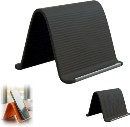 Portable Foldable Silicone Aluminum Phone Holder, 2026 New Flexible Silicone Phone Stand, Adjustable Airplane Phone Holder for Tablet Laptop Desk Travel Non-Slip Bed Office Treadmill
