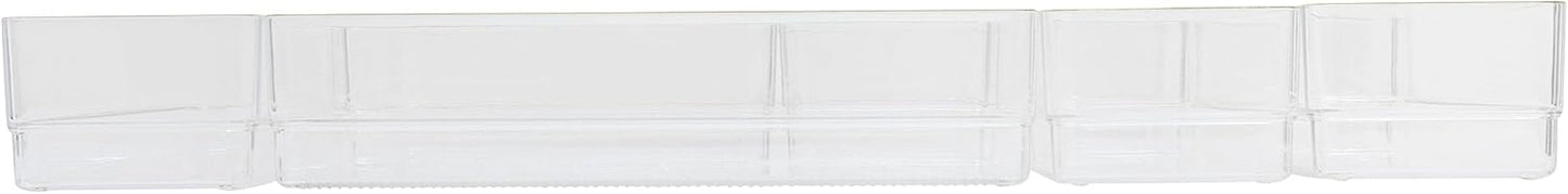 Martha Stewart Kerry Plastic Stackable Office Desk Drawer Organizers, Set of 8, with Gold Trim