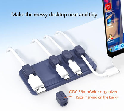 Cord Organizer Cable Management Magnetic SHEEAST Multipurpose Cable Holder Desktop Cable Keeper Desk Organization, 5 Clips for USB C Cables, Micro Cables, Sticks to Wood Marble Metal Glass, Gray