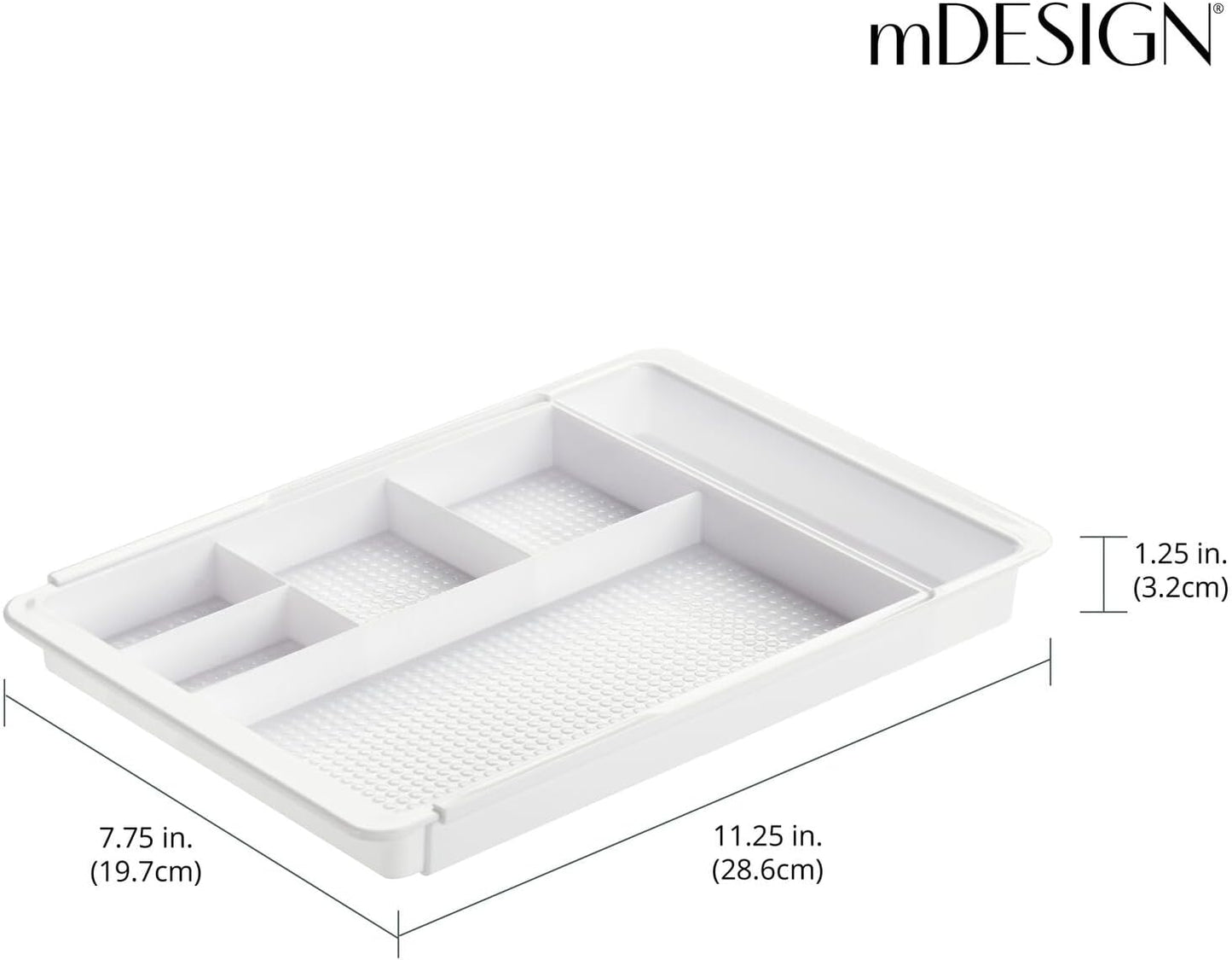 mDesign Expandable Plastic Drawer Organizer and Storage Container for Office Supplies - Gel Pen Pencil, Marker, Stationary, Desk Supply Holder for Drawers and Desktop - Lumiere Collection - Light Gray