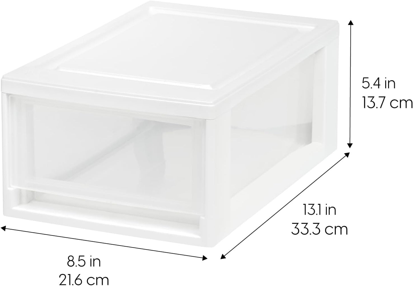 IRIS USA 47 Qt. Extra-Large Stackable Storage Drawer Plastic Drawer Organizer with Clear Doors, for Pantry Bedroom Closet Kitchen Under-Sink Home and Office De-Clutter Shoes and Crafts, White, 2-Pack