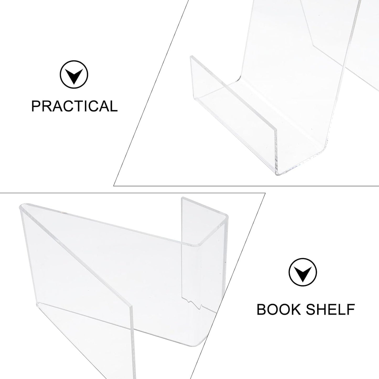 MAGICLULU Transparent Acrylic Book Display Stand 4.13X3.54X2.95 Inch Vertical Book Holder Desktop Shelf for Textbooks Magazines and Tablets