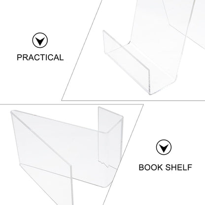 MAGICLULU Transparent Acrylic Book Display Stand 4.13X3.54X2.95 Inch Vertical Book Holder Desktop Shelf for Textbooks Magazines and Tablets