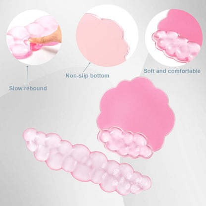 Gel Wrist Rest and Cloud Mouse Pad Support for Keyboard and Mouse - Ergonomic Pink Keyboard Wrist Pad Set for Typing Pain Relief/Computer/Laptop/Gaming/Home/Office (Cloud Shape, Gradient Blue Pink)