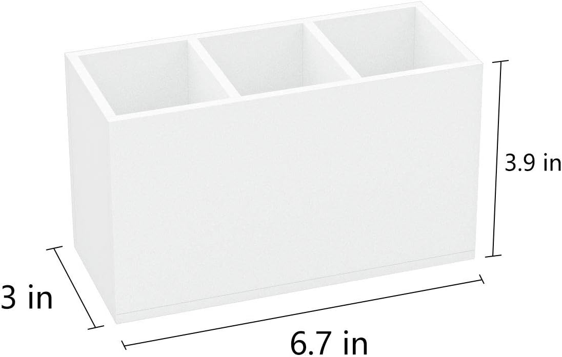 NIUBEE Acrylic Pen Holder 4 Compartments, Clear Pencil Organizer Cup for Countertop Desk Accessory Storage