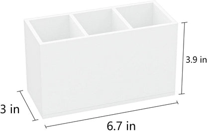 NIUBEE Acrylic Pen Holder 4 Compartments, Clear Pencil Organizer Cup for Countertop Desk Accessory Storage