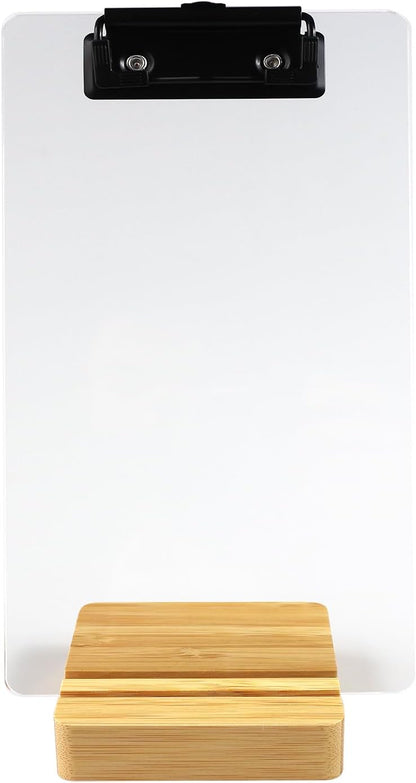 A5 Half Letter Clipboard with Stand,Clear Acrylic Freestanding Memo Size Clipboards,Document Typing Paper Stand,Menu Display Board,Receipt Holder (6"×9")