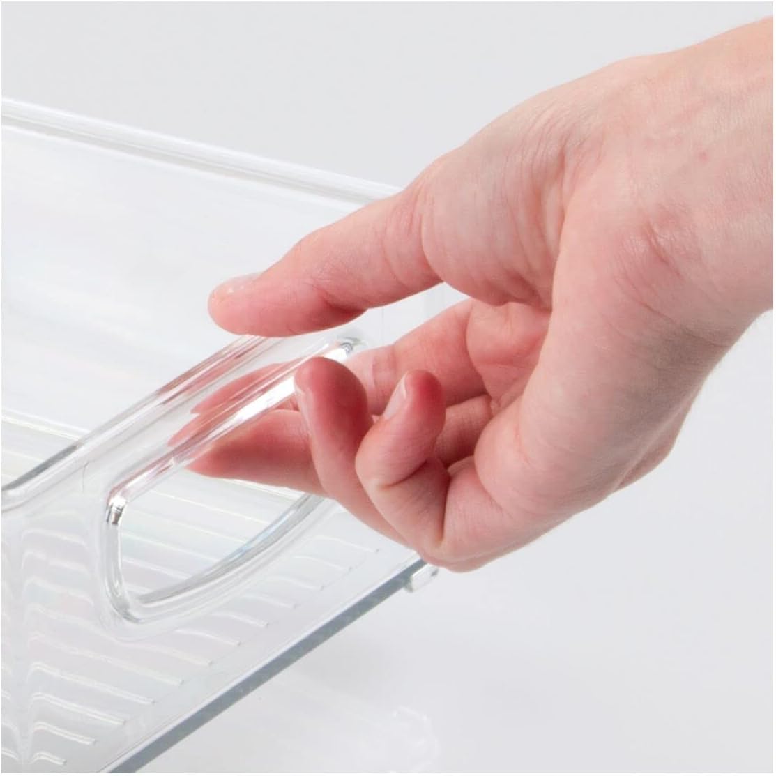 mDesign Plastic Office Supply Organizer - Storage Holder Bin with Handles for Desk Drawer, Cabinet - Pencil, Pen, Envelope and Supplies Container Basket - Ligne Collection - 2 Pack - Clear