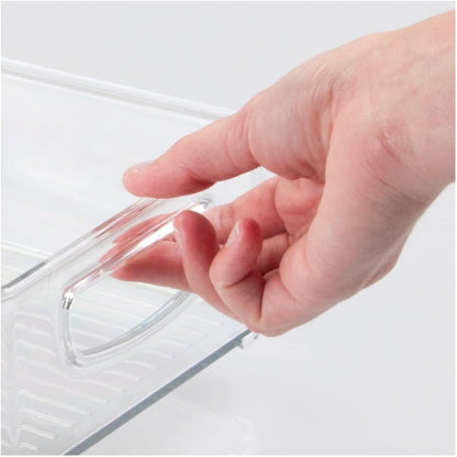 mDesign Plastic Office Supply Organizer - Storage Holder Bin with Handles for Desk Drawer, Cabinet - Pencil, Pen, Envelope and Supplies Container Basket - Ligne Collection - 2 Pack - Clear